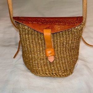 NEW Boho Mini Bag, from Kenya. Crossbody or Shoulder. Jute and Leather